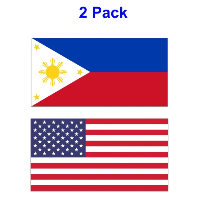 2 Pack Filipino American Flag Sticker Decals USA Philippines FilAm Fil-Am Pinoy