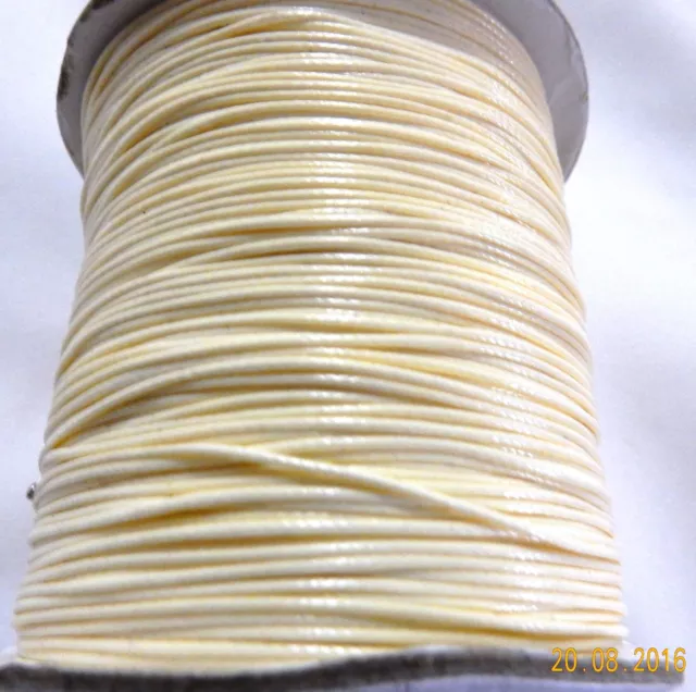 10 metres x.5mm thick  Polyester Cotton Wax Cord, cream - free post savings