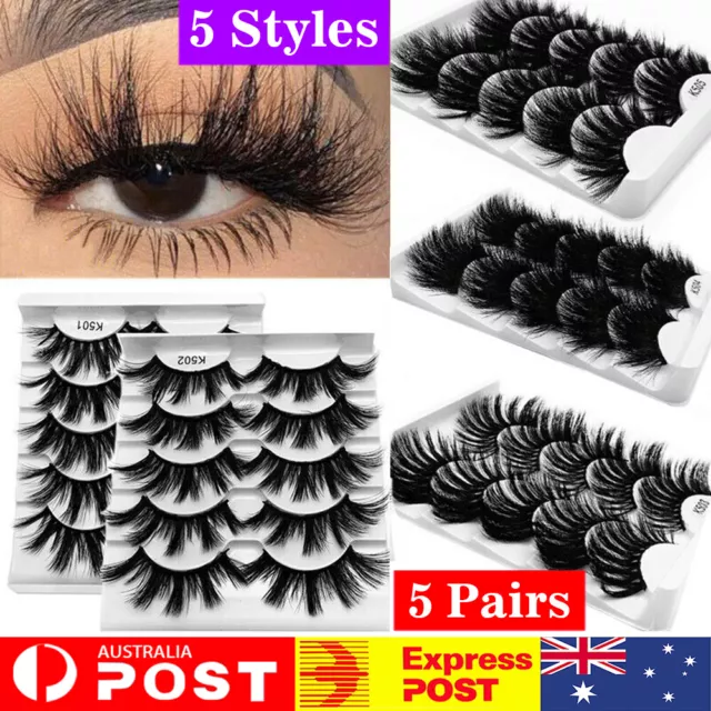 5 Pairs Mink 3D Natural Thick False Fake Eyelashes Eye Lashes Makeup Extension