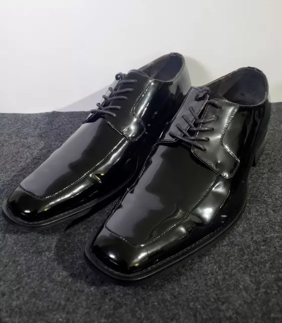 VIA SPIGA 12 BLACK Men's Lace Up Laconi Patent Leather - size 12D