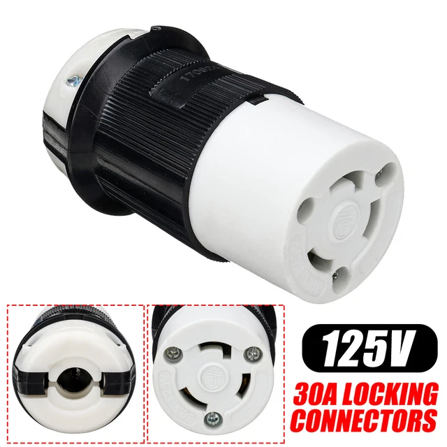 30A 125V RV Plug Replacement Locking Female Plug Camper Power Adapter Connector