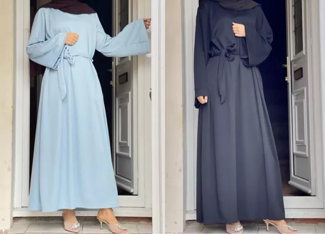 Womens Ladies Plain Abaya Winter Collection With Pockets Belt Tie Sizes 50 to 58