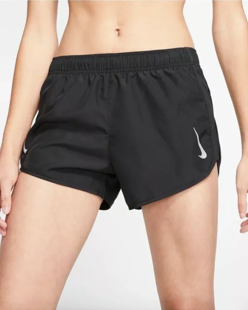 Nike Womens Dry Tempo Double Swoosh Black Running Shorts CU3112 010 Size XS