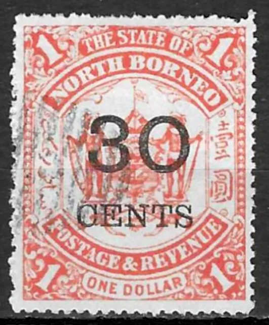 Stamps North Borneo 1895 30c on $1 red surch 30 CENTS used SG90