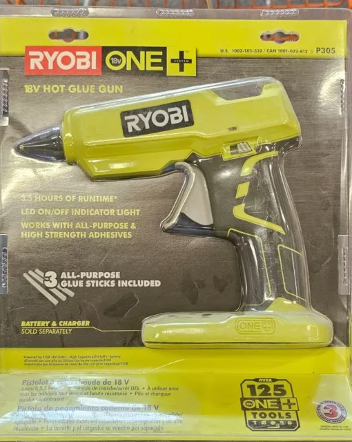 NEW! RYOBI 18V Hot Glue Gun Cordless Full Size (Tool-Only) with 3 Glue  Sticks