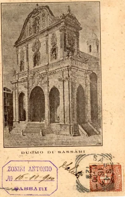 Cartolina Sardegna Sassari Duomo Viaggiata Anno 1900