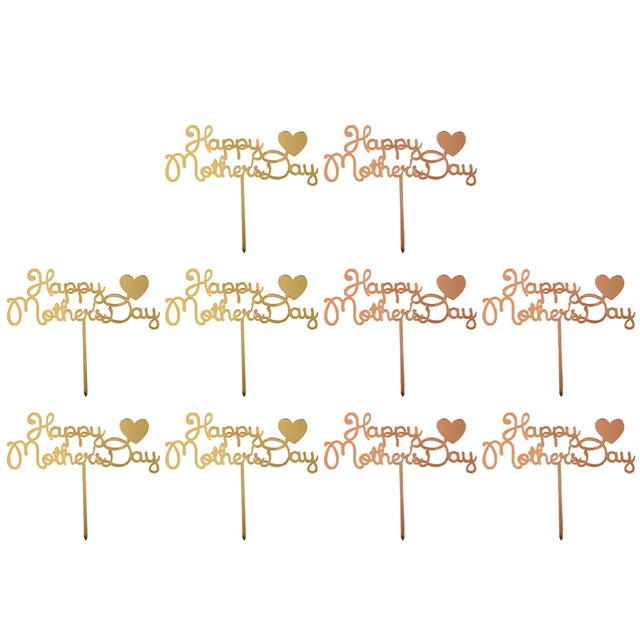 Madres felices Cupcake Topper: 10 piezas brillo pastel selecciones pastel