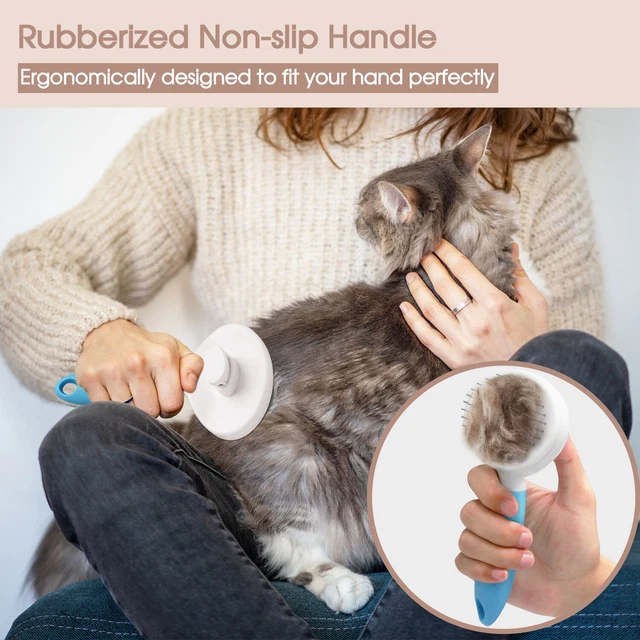 Pet Self Cleaning Brush Hair Remover Dog Cat Comb Grooming Massage Deshedding US 4
