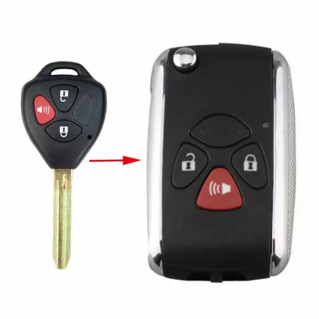 Upgraded Flip Remote Key Shell Case Fob 3-Button for Scion tC Corolla RAV4 Avalo