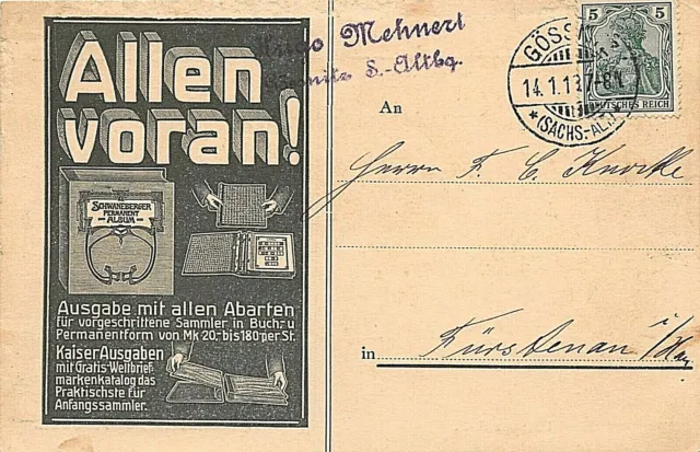 Postkarte Werbe (Deutsche) - Schwaneberger Permanente Briefmarken Album -1913