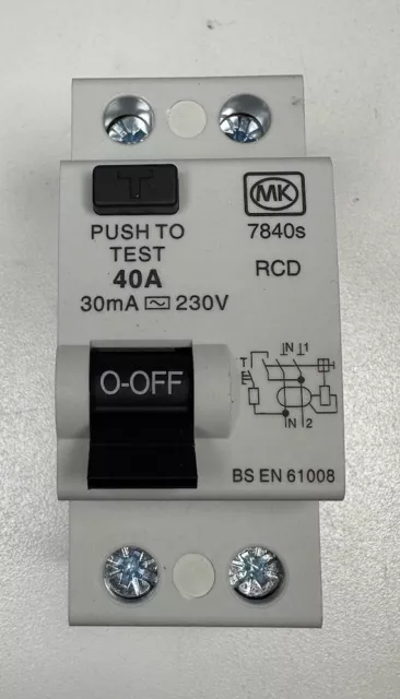 Brand New MK Sentry 7840s 40A 30mA Two Module Double Pole RCD 40 AMP Trip