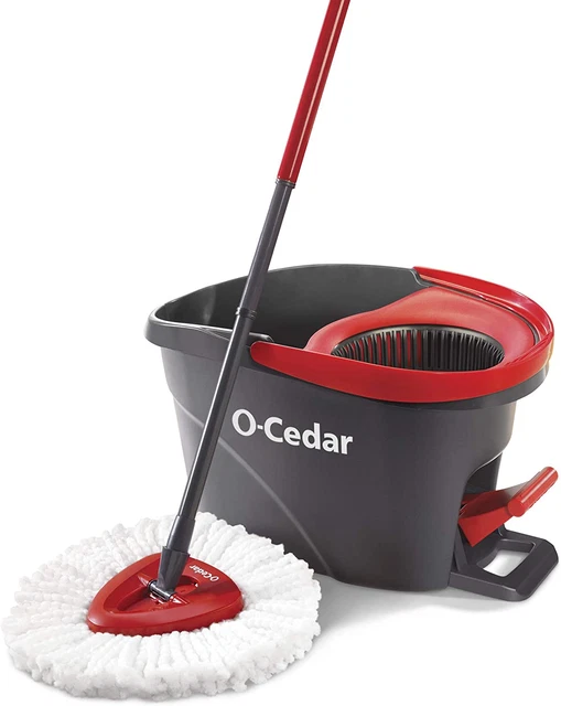 Easywring Microfiber Spin Mop, Bucket Floor Cleaning System, Red, Gray