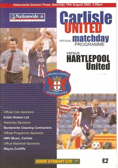 Carlisle United V Hartlepool United 10-8-2002 Division 3