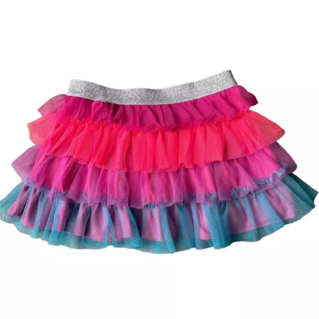 Girls 6/6X Danskin Freestyle Bright Neon Rainbow Tulle Layered Ruffle Skirt