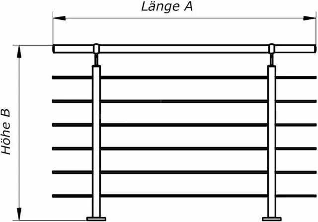 Acier Inox Handlauf-Geländer Avec 2 Poteau Balustrade Léger Montage