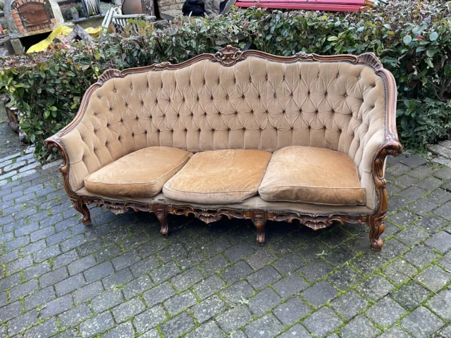 Antique 3 Seater Sofa 2 X 1 Seat,  French Style Wooden Carved Vintage Sofas
