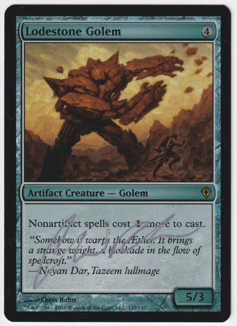 Silver Signed FOIL Lodestone Golem MP Worldwake Artist Chris Rahn 2010 MTG Rare!