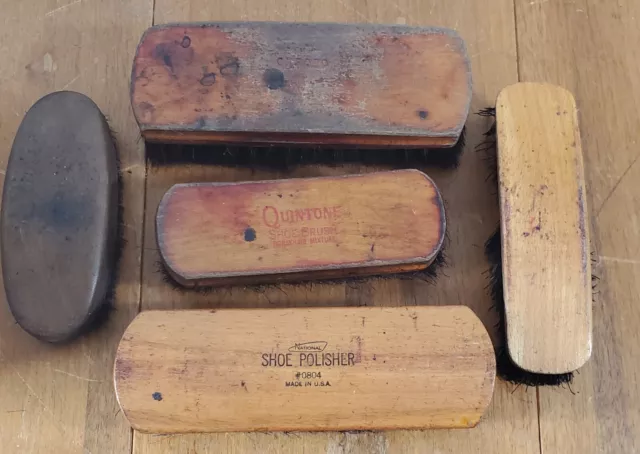 Lot Shoeshine Brushes Oxford  National Quintone  Vintage