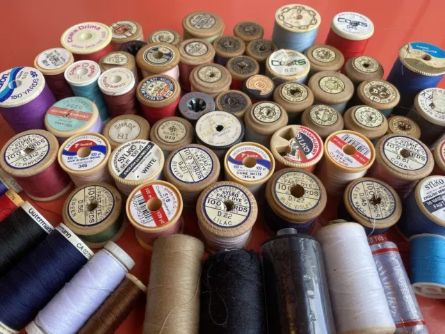 Cotton Reels Joblot-Includes Sylko & Coates-Old And Used-Some Wooden. B214