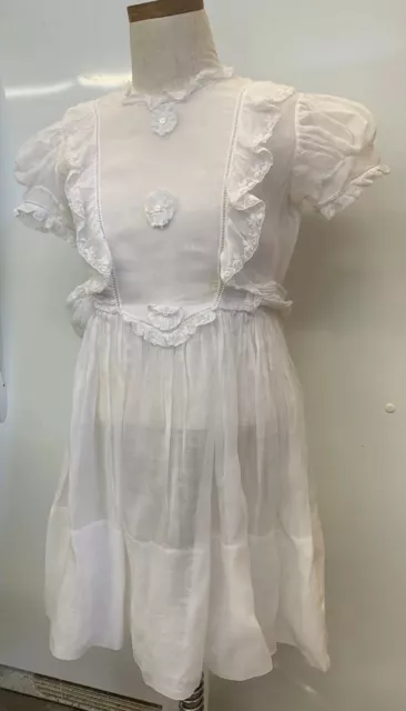 Vintage 1940s Cotton Organza Saks Fifth Avenue Dress Size 6-7