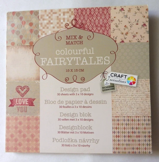 Designpapier Designblock Bastelpapier 3x10 Motive 15x15cm - COLOURFUL FAIRYTALES
