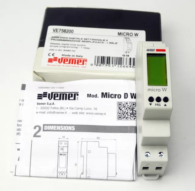 Interrupteur horaire numérique Micro D Vemer - Rail DIN