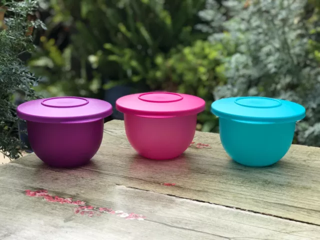 Tupperware Impressions Green Mini Bowl Set Of 3 550ml Pink Blue and Purple New  