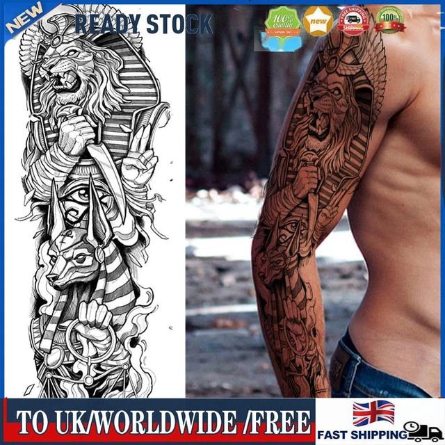 4pcs Disposable Tattoo Decals Set Waterproof Retro Stickers for Adults 170x480mm