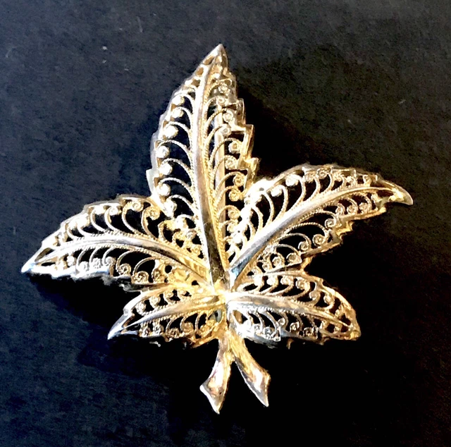 Broche Ancienne Vermeil - Or Sur Argent Massif Avec Marcassites - Occasion Vintage
