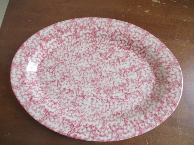 Vintage Gerald Henn Friendship Pink Spongeware 13" Platter