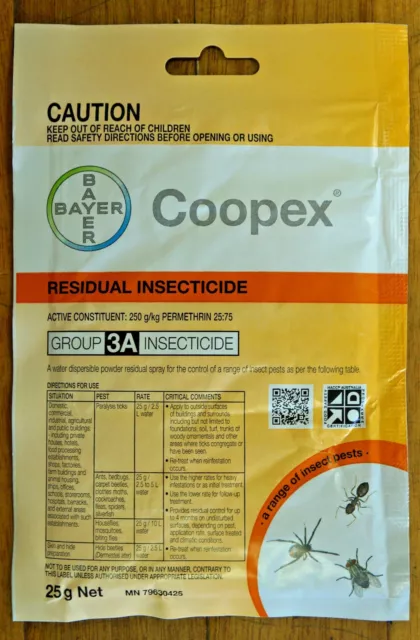 Coopex Residual Insect Spray by Bayer 25g Permethrin (250g/kg)