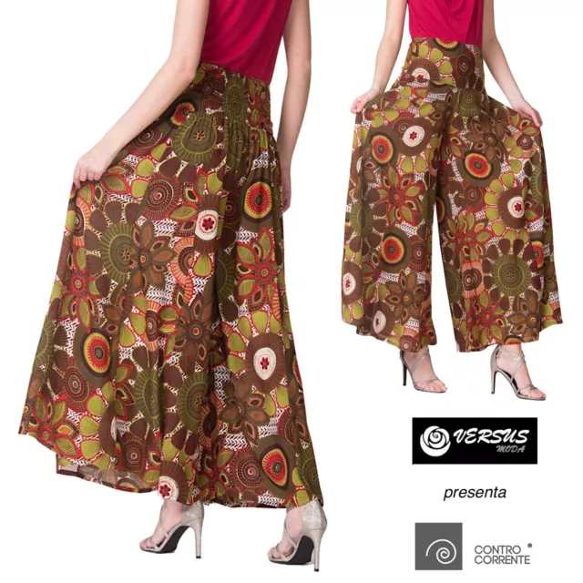 PANTALONI DONNA LARGHI Fantasia Etnica Woman Ethnic Boho Trousers