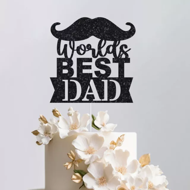 World Best Dad Glitter Cake Topper Birthday Father's Day Cake Decoration Topper