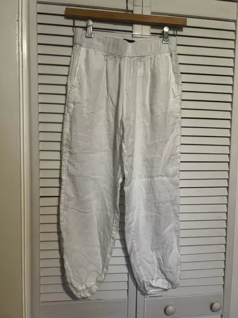 RACHEL ROY Women's Size Medium M Pants High Rise LINEN Wide Leg Tapered Ankle