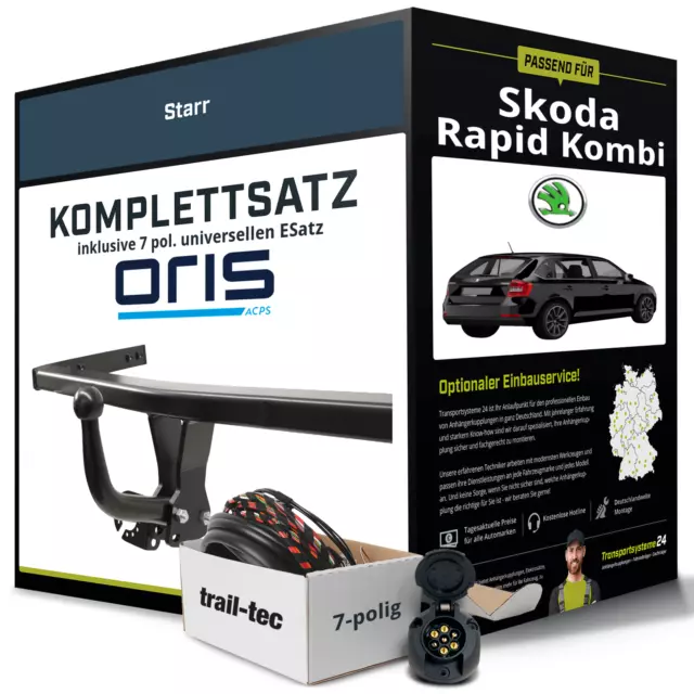 Für SKODA Rapid Kombi Typ NH1,NH3 Anhängerkupplung starr +eSatz 7pol uni 15- NEU