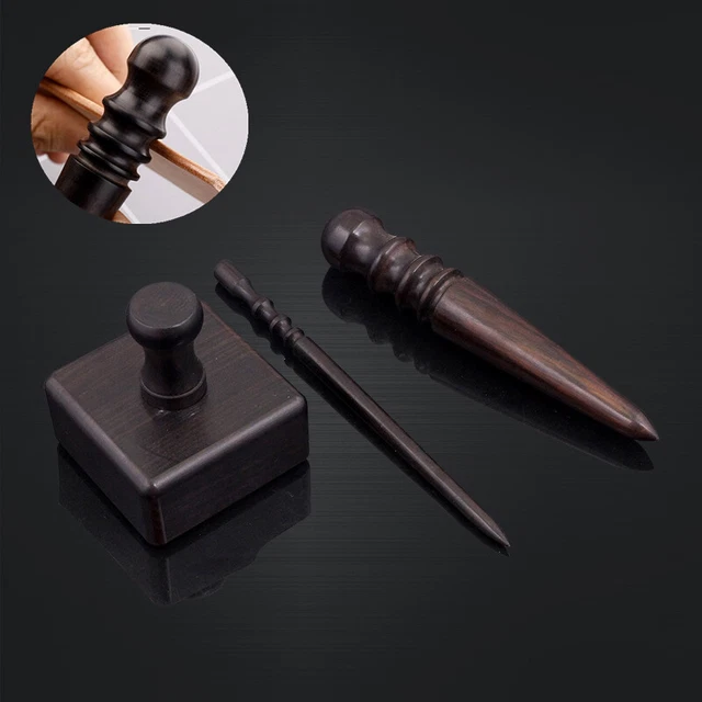 High Density Ebony Black Wood Leather Edge Burnisher Slicker Leather Craft Tool