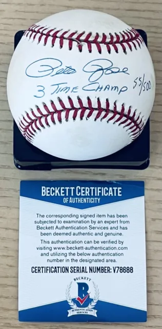 Pete Rose W/3 Time Champ Beckett Authenticated Signed 1980 World Series Baseball