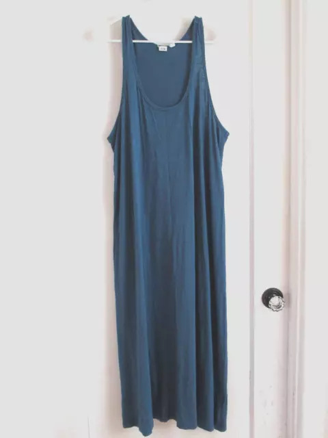 Women's GAP Midi Dress Scoop Neck Sleeveless Solid Navy Blue Indigo Slub Knit XL