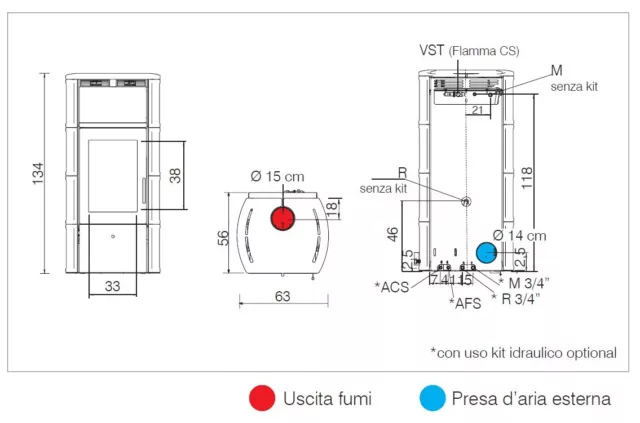 Chauffage Poêle Bois Edilkamin Flamma Acier Vase Fermé 14,2 Kw 2