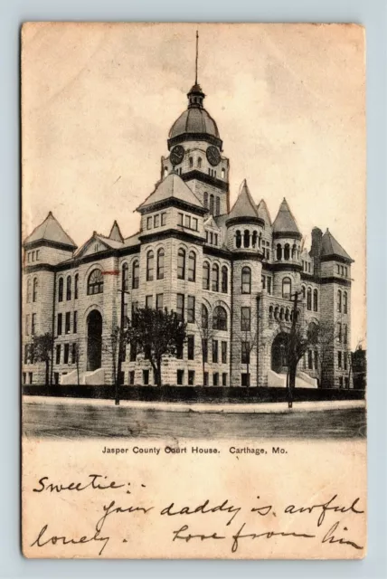 Carthage MO, Jasper County Court House, Missouri c1914 RPO Vintage Postcard