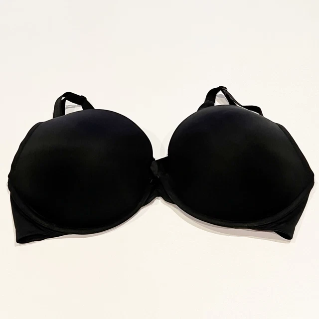 Torrid Curve Full Coverage Bra 44DD Blk Padded Underwire Push Up Plunge Smooth