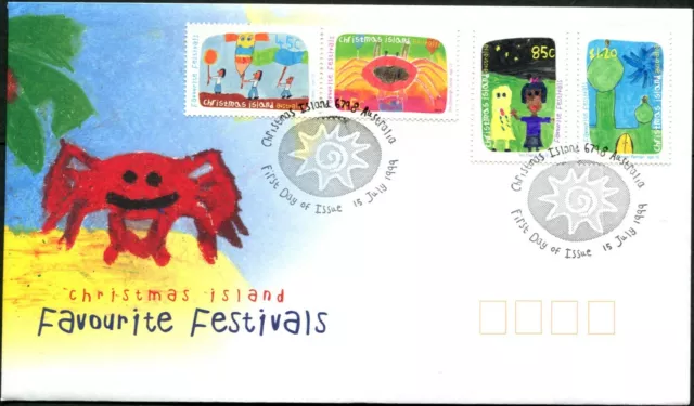 1999 Christmas Island Favourite Festivals Set Of 4 FDC, Mint Condition