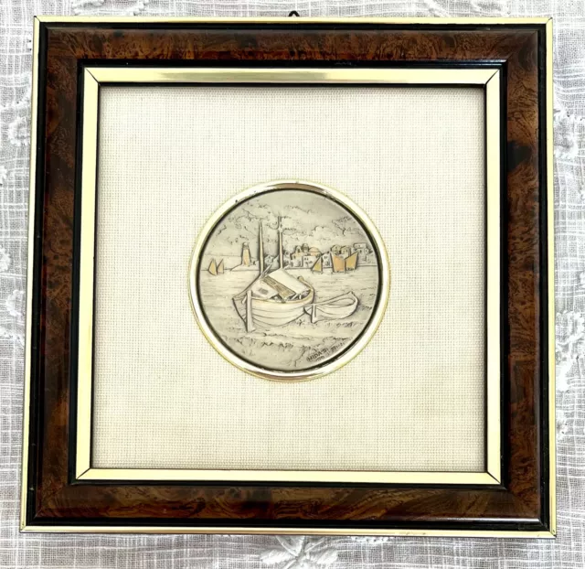 Silber Relief - Bild in Sterling Silber 925 - L. Moroni,  Boote - Italien