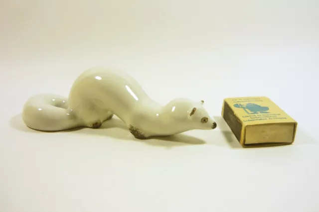 Art Deco White Ferret 5.9", Vintage Handpainted Porcelain Figurine ! (J006) 2