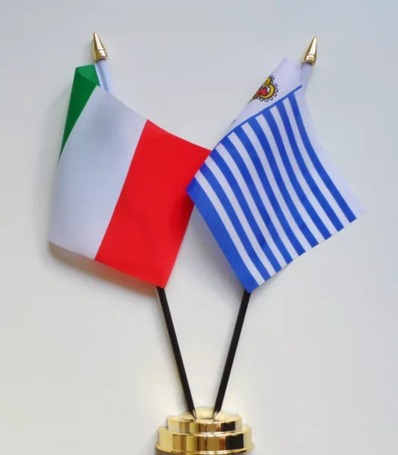 Italy & Italy Seborga 'Principality' Double Friendship Table Flag Set