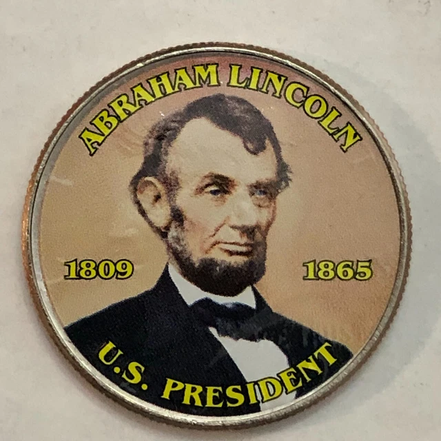 Colorized Kennedy half dollar. ABRAHAM LINCOLN 1809-1865. US PRESIDENT. #87