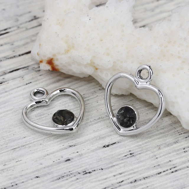 14x16mm Charm Herz mit Strass Anhänger silber Bettelarmband 1-20 Stück  SB 264