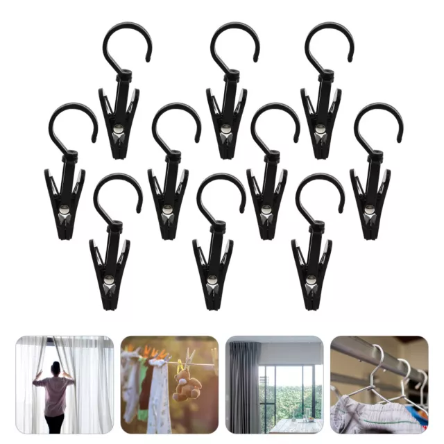 10 Pcs Shower Curtain Hooks Plastic Clothes Hanger Swivel Clip Grace