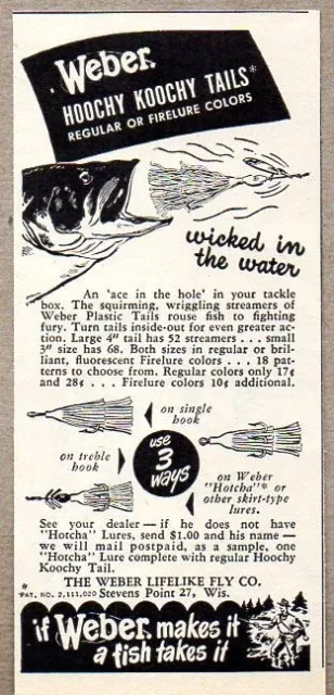 1951 Print Ad Weber Hoochy Koochy Tails Fishing Lures Stevens Point,WI