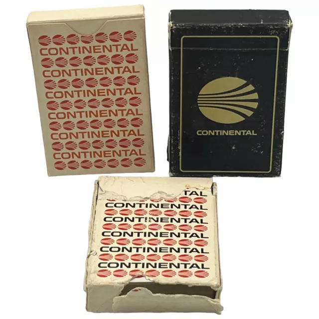 3 Decks Vintage CONTINENTAL AIRLINES Playing Cards Open Boxes Complete READ